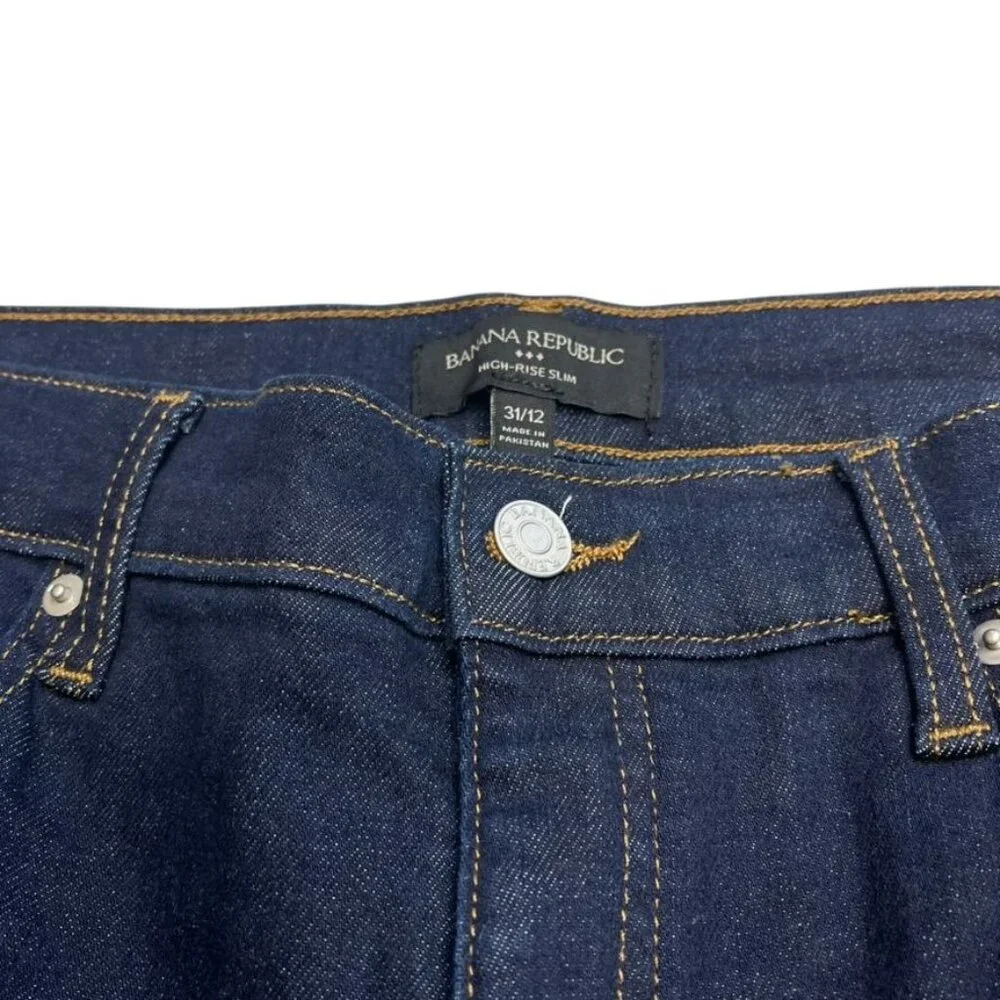 Banana Republic Dark Blue Wash Jeans Women’s Size 31/12 Slim Straight Mid Rise - Picture 6 of 9